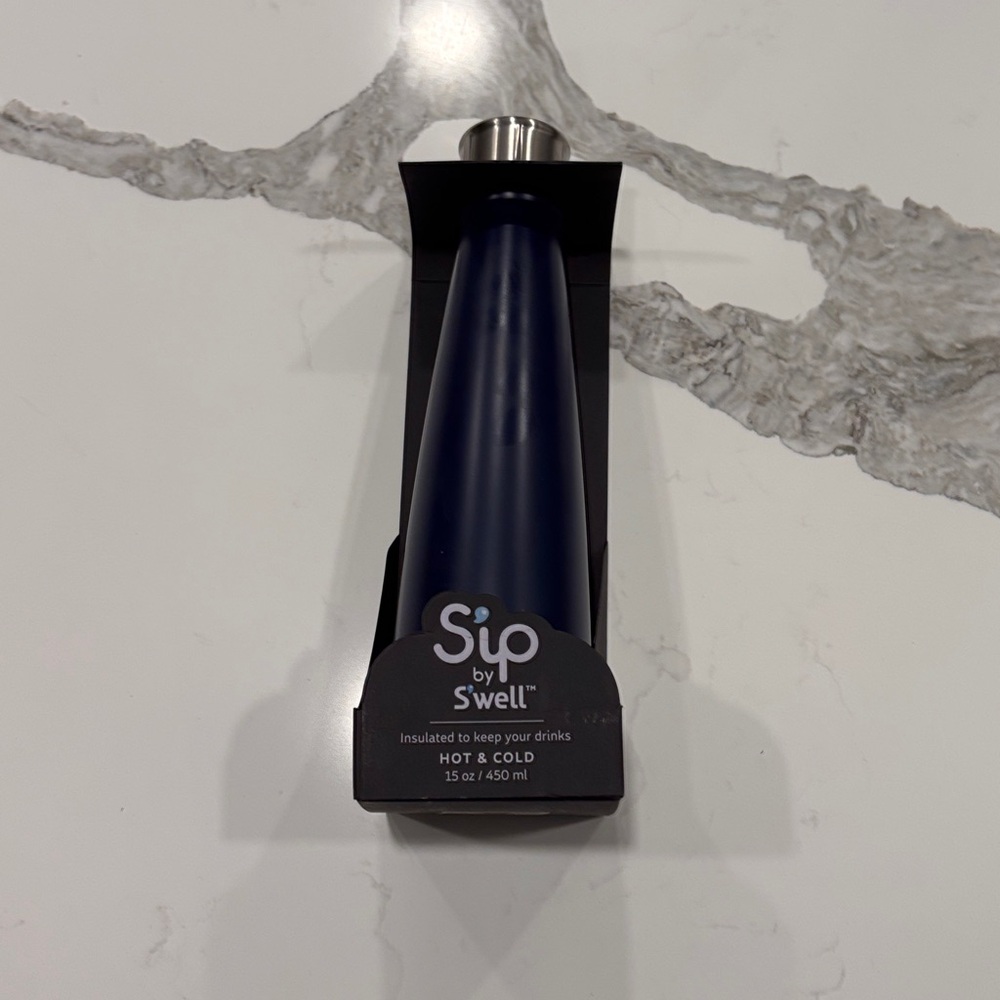 Swell navy blue and Silver Stainless Steel Bottle